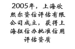 2005年，上海欣熙尔资信评估有限公司成立，获得上海征信办批准信用评估资质