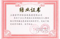 2013年度徐汇区网络文明传播志愿者培训班结业证书
